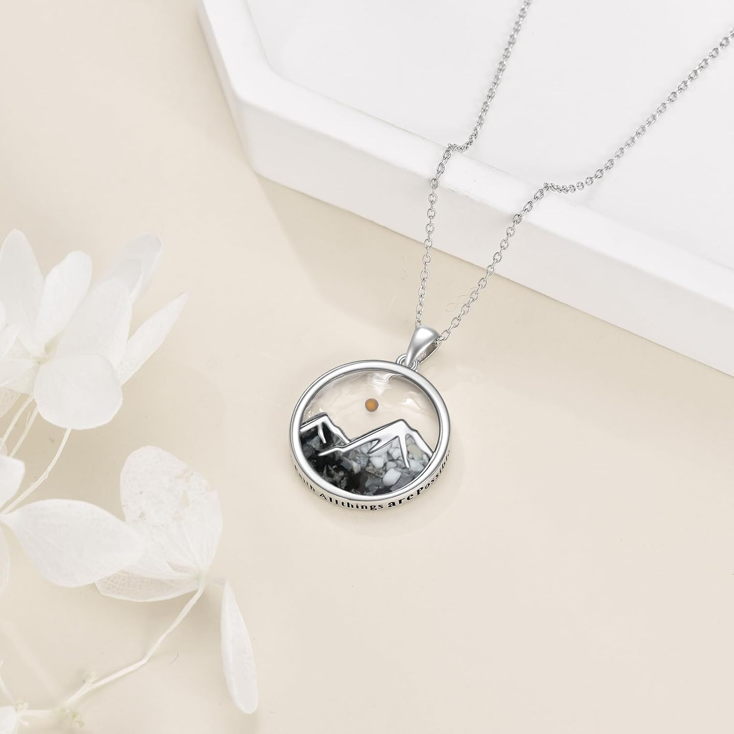 YFN Christian Faith Mountains Necklace Mustard Seed Necklaces Mountain Jewelry 925 Sterling Silver Mountain Pendant Jewelry Gifts for Women Girls - Image 4