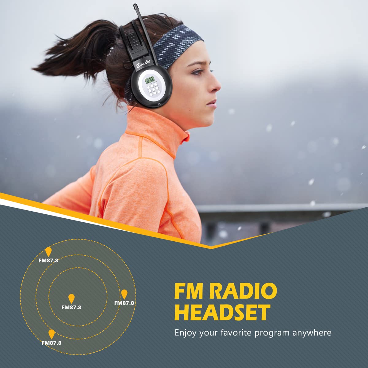 Zeadio Casque Radio FM Portable Stéréo Récepteur pour Marche Jogging Travail