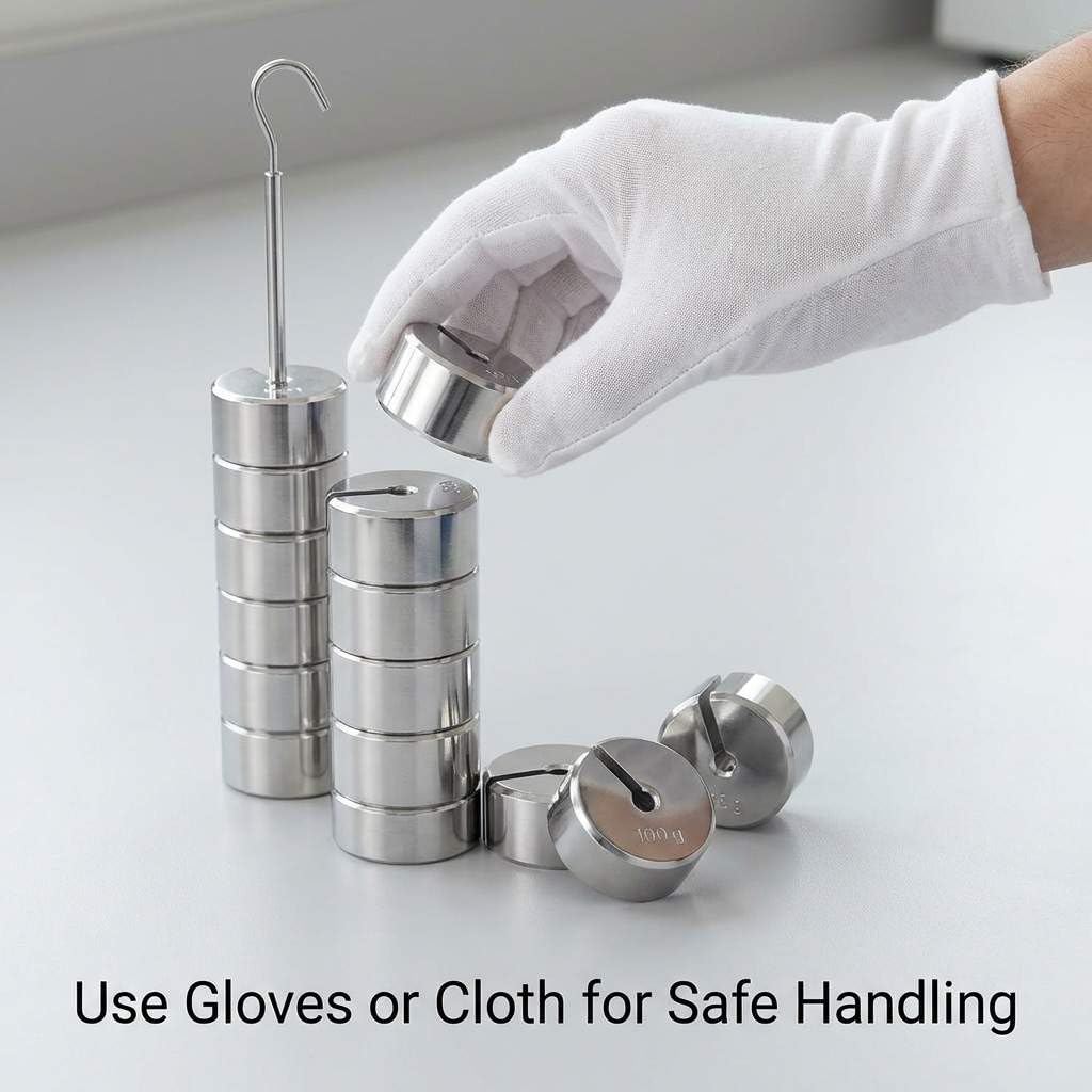 QWORK Lab Slotted Mass Set, 2 Set of Chromium-Plated Metal Slotted Weights, One Set - Total 1000g - Includes 9 Weights (100g Each) & One Hanger (100g) — Amazon image 3