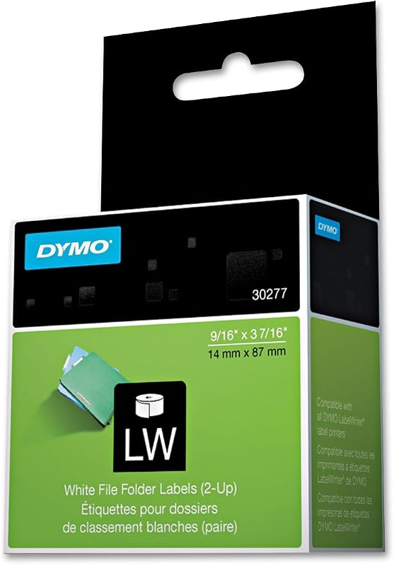 LW 2-Up File Folder Labels for LabelWriter Label Printers, White, 9/16'' x 3-7/16'', 1 roll of 260 (30377)
