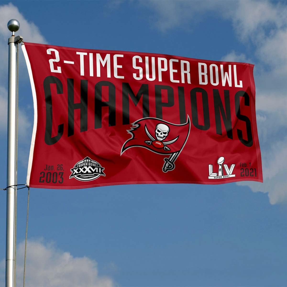 Tampa Bay Buccaneers 2 Time Champions 3x5 Flag - Image 3