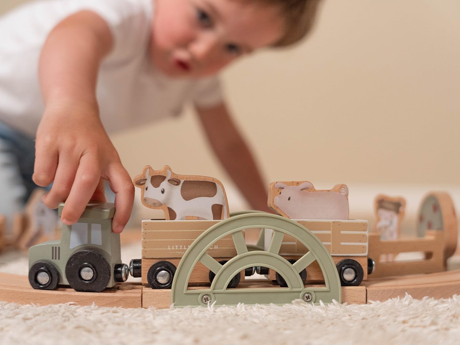 Little Dutch Traktor-Eisenbahn Zug Schienen Set Holz Bauernhof - Little Farm