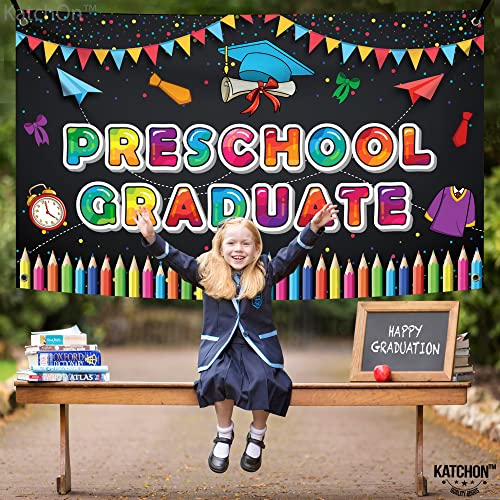 Image of KatchOn, Preschool Graduation Banner - 72x44 Inch | Preschool Graduation Decorations 2026 | Kindergarten Grad Decoration | Congratulations Graduate Banner | Congrats Grad | Grad Party