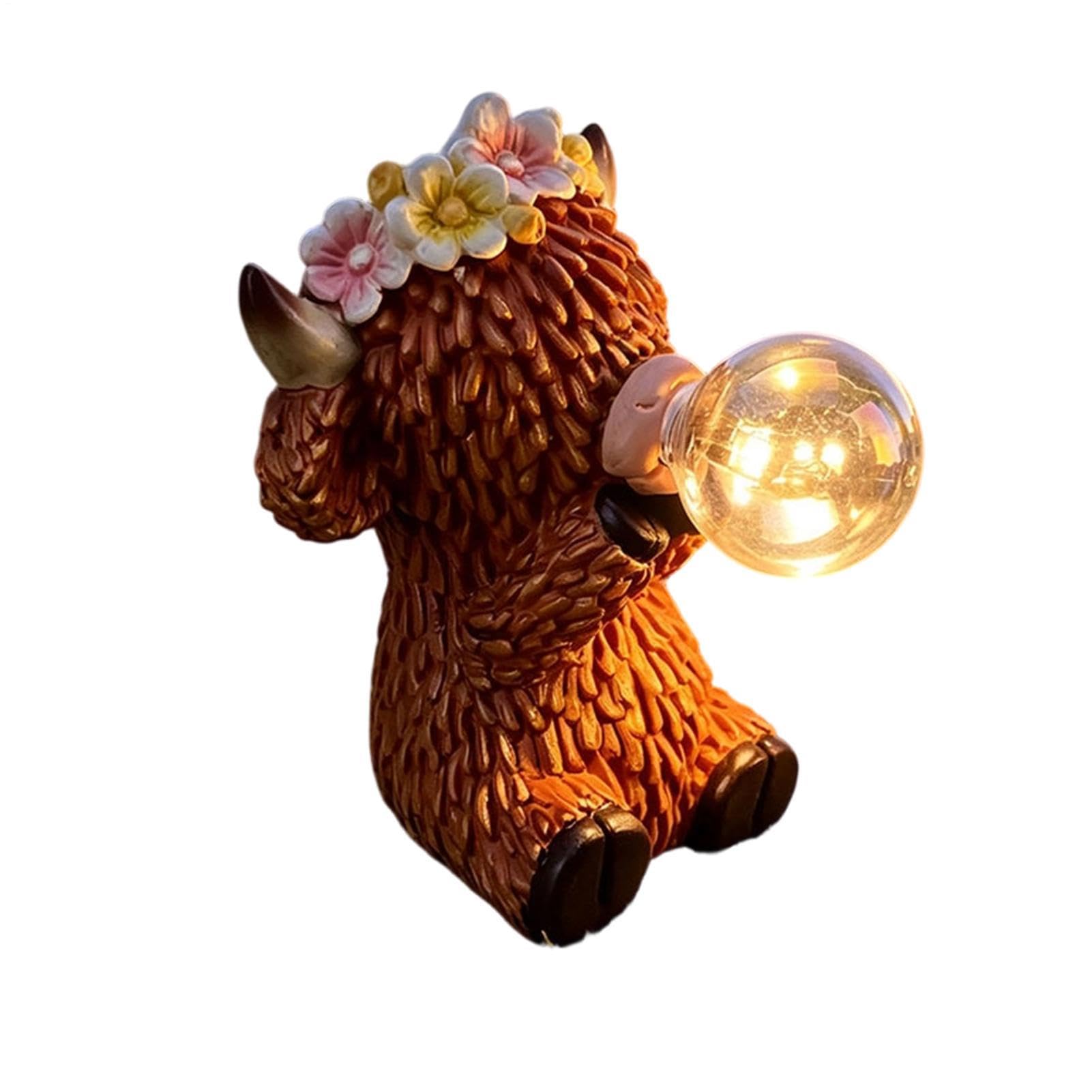 Lampe de jardin en résine vache pour illuminer vos soirées sur la terrasse