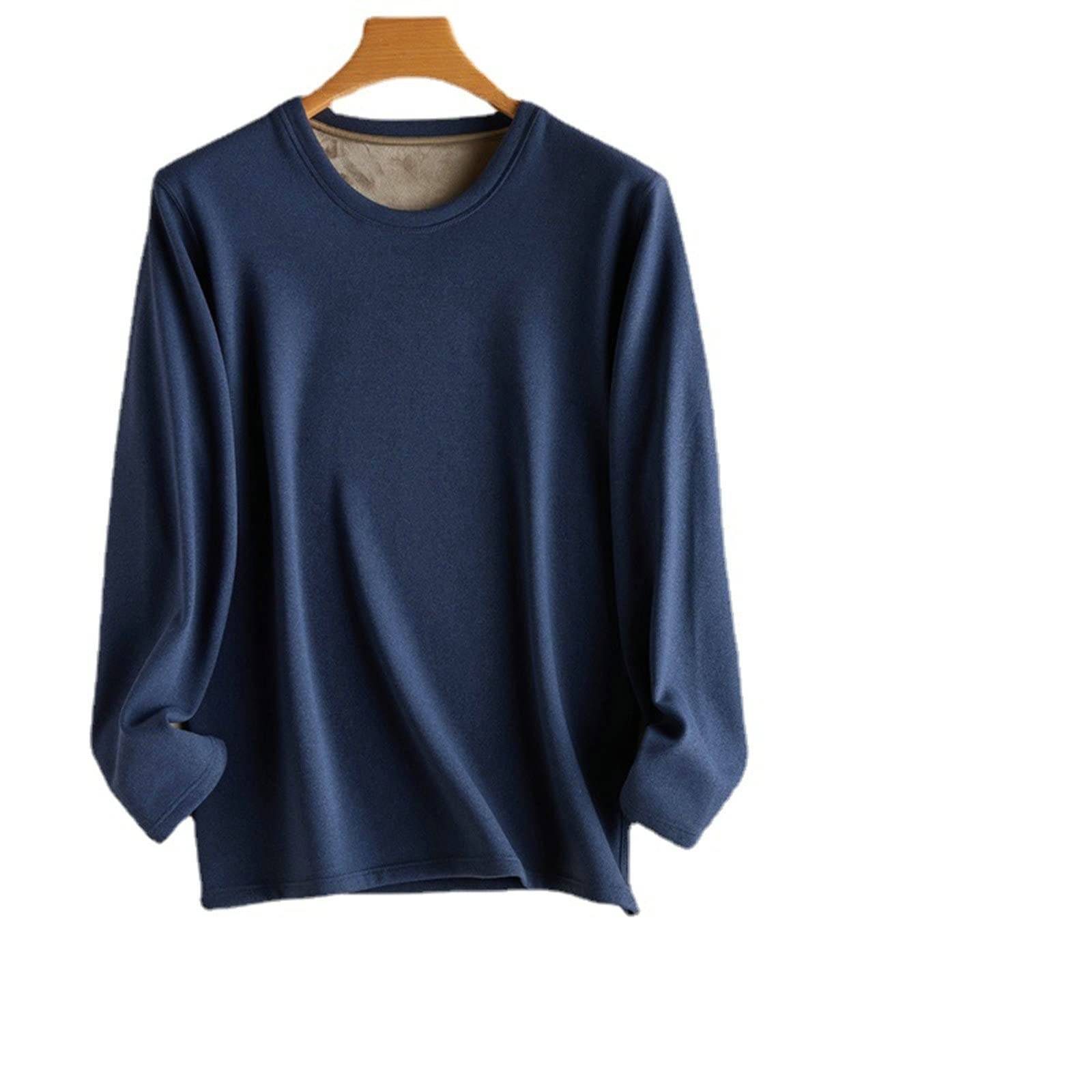 Daesar Thermounterwäsche Set Polyester, Herren Thermounterwäsche Funktionswäsche L-3XL Navy Blau Winter Unterwäsche + Unterhose Einfarbig