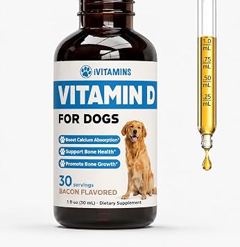 Vitamin D for Dogs - Supports Strong Bones, Joints, Much More - Dog Vitamins and Supplements - Dog Vitamins Multivitamin - Vitamins for Dogs - 1 fl oz