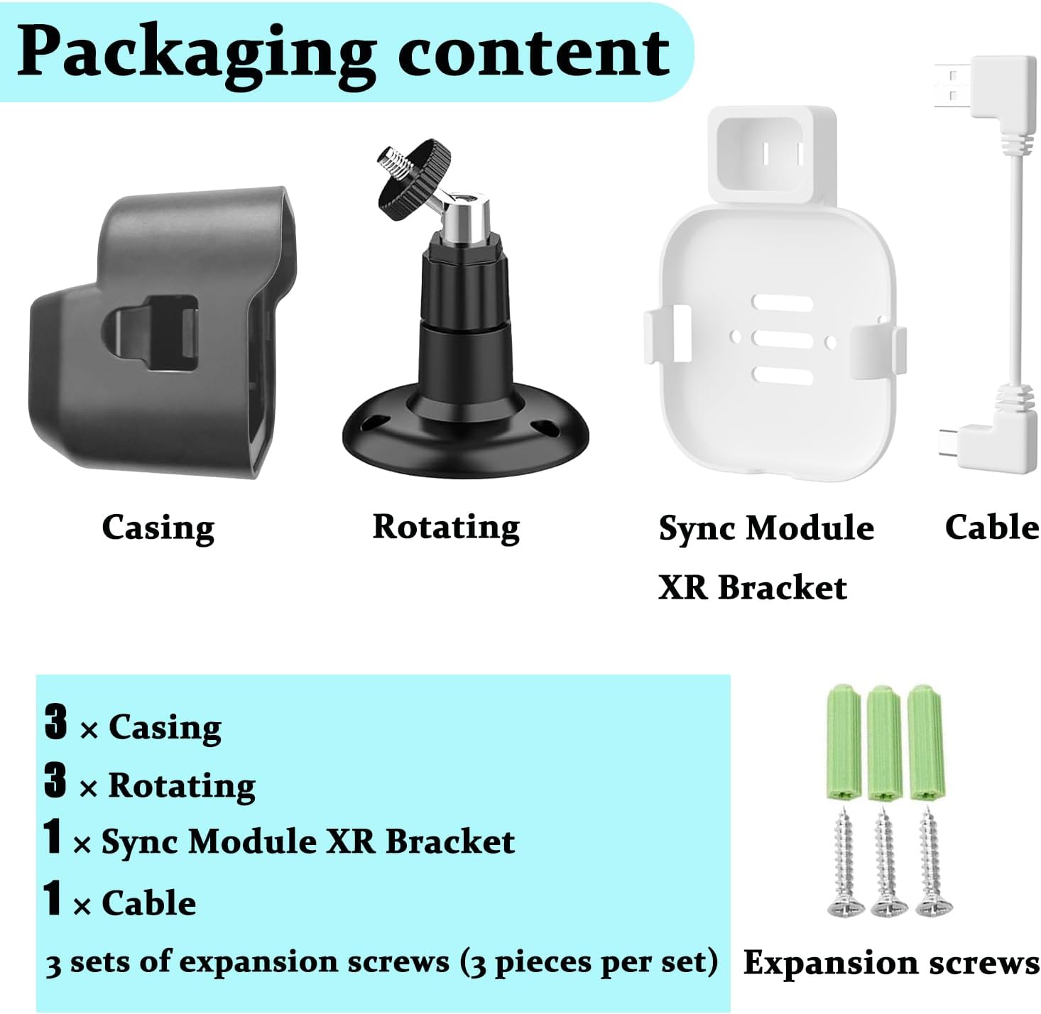 New Flexible Twist Mount for Blink Outdoor 4 (4th Gen),and Weather Proof Protective Housing for Blink Outdoor 4 (4th Gen),with Sync Module 2 Mount (Black-3PACK-XR)