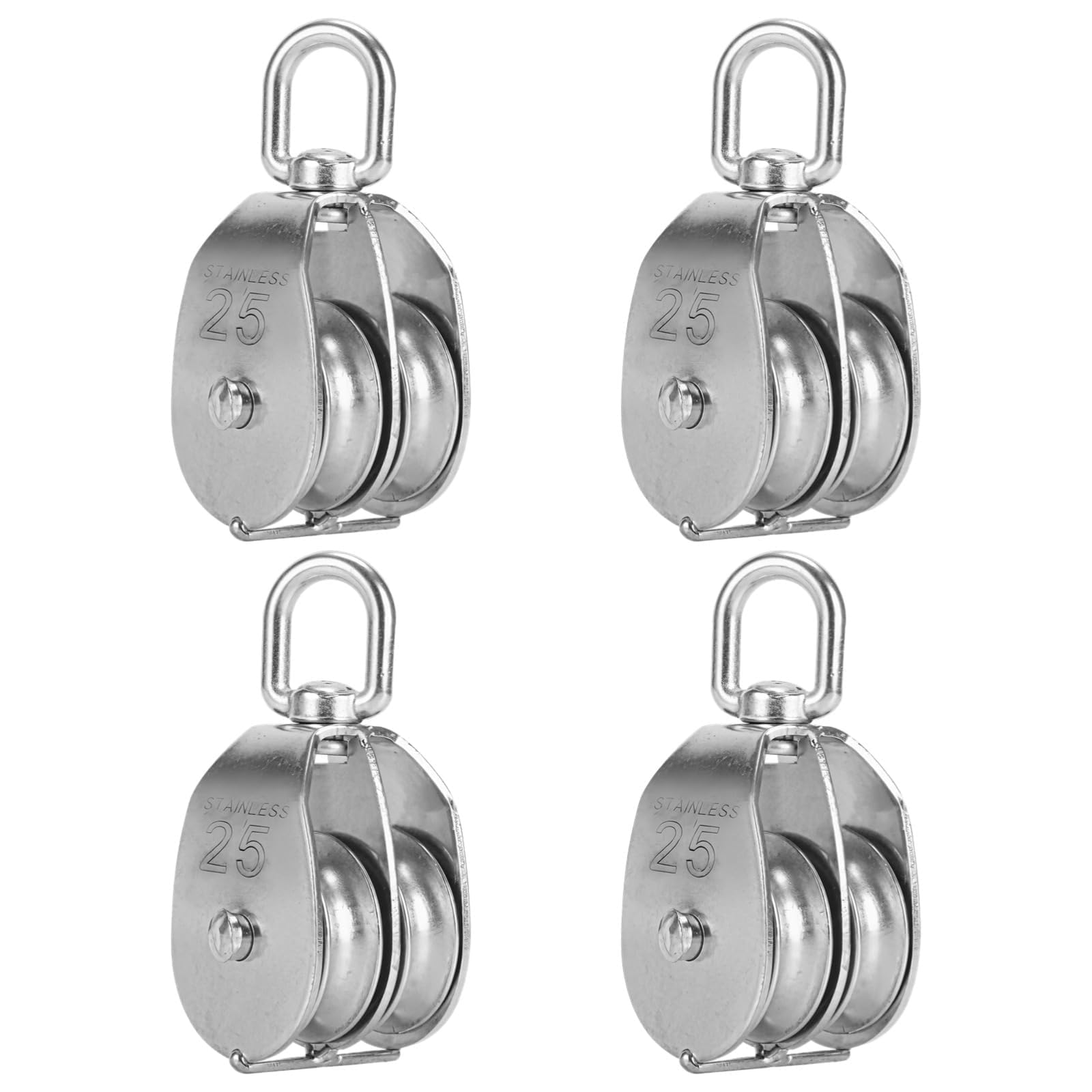 Polea doble M25 de acero inoxidable para sistemas de cuerda de uso industrial, equipo de elevación con ojo fijo, hardware resistente para un mejor rendimiento
