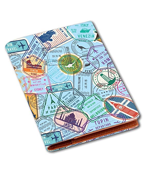 Faux Leather Printed Passport Case/Card/Travel Document Holder For Travel Use,Compact Passport Cover/Holder For Men & Women,Multi