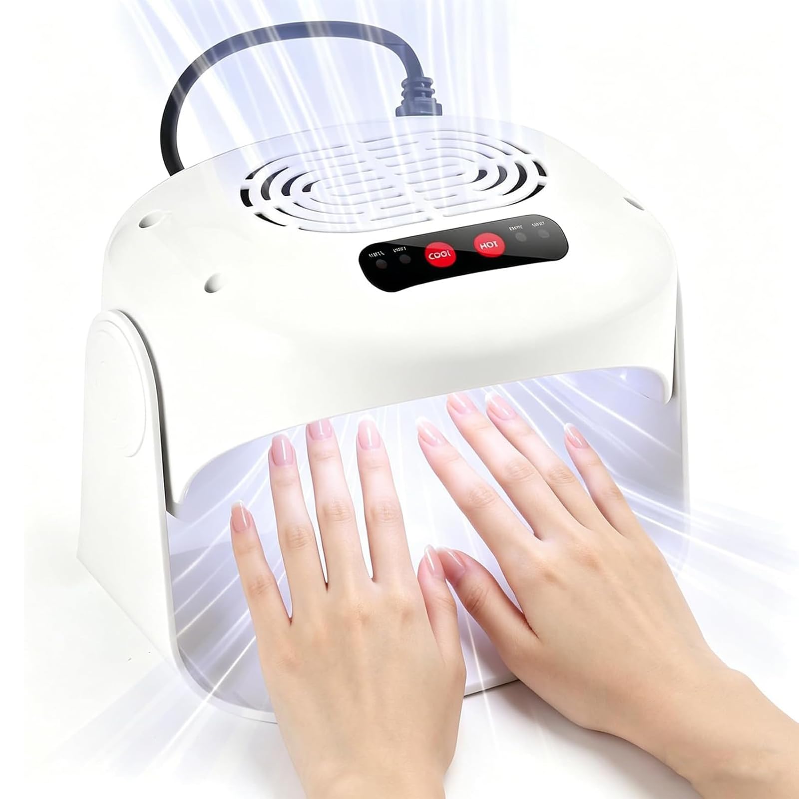 Asciuga Unghie 600 W, Asciuga Smalto per Unghie - Asciugatura 6 Volte Più Veloce con Doppia Modalità di Riscaldamento e Raffreddamento, Asciugatore con Vento Caldo e Freddo per Smalto Normale, white