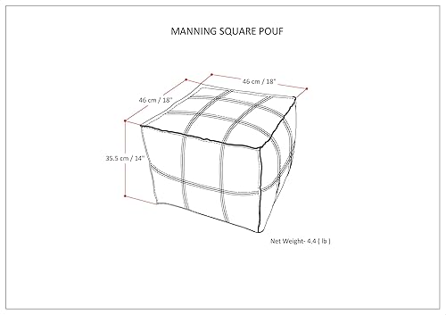 Miniatura 13 de SIMPLIHOME Manning Puf cuadrado  18 pulgadas de ancho hecho a mano de cuero genuino otomano en color verde azulado, reposapiés estilo bohemio o