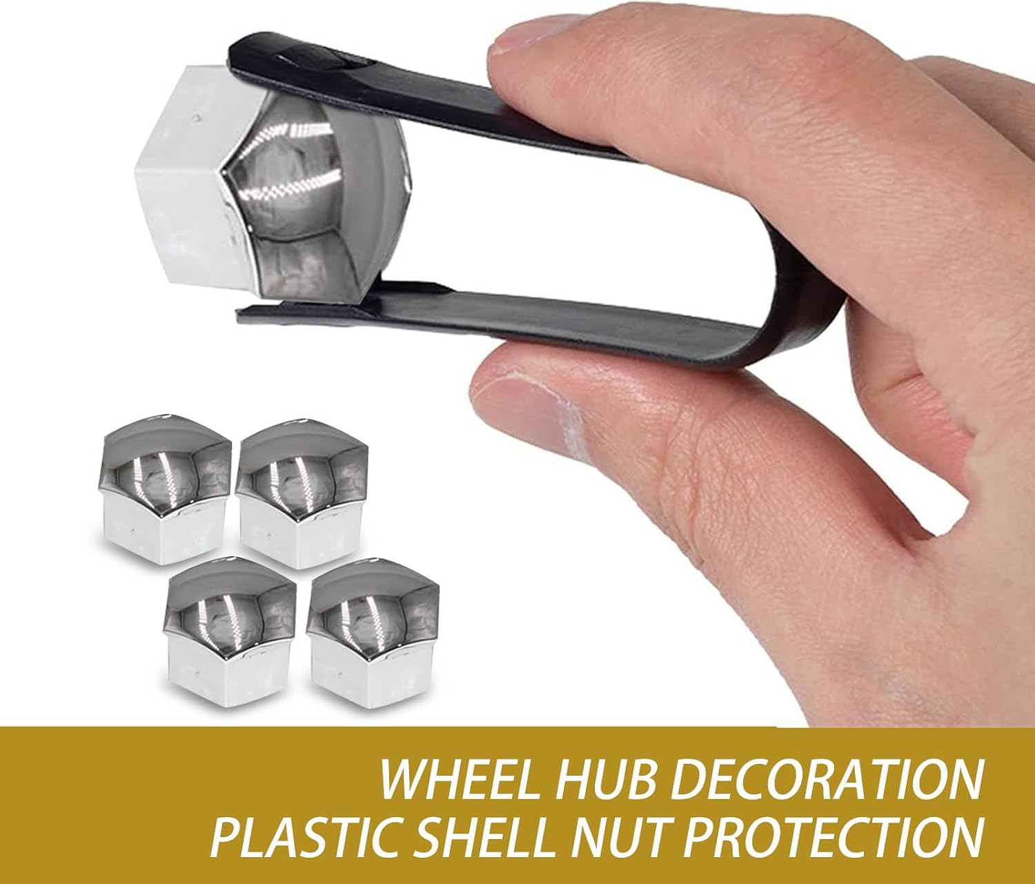 Pack-21 Car 0.66"/17mm Tire Nut Cover Kit, Waterproof Dustproof Bolt Protection Cover with Disassembly Tool, Plastic Durable Shell Wheel Nut Decorative Cover, Universal for Most Cars (Silver)