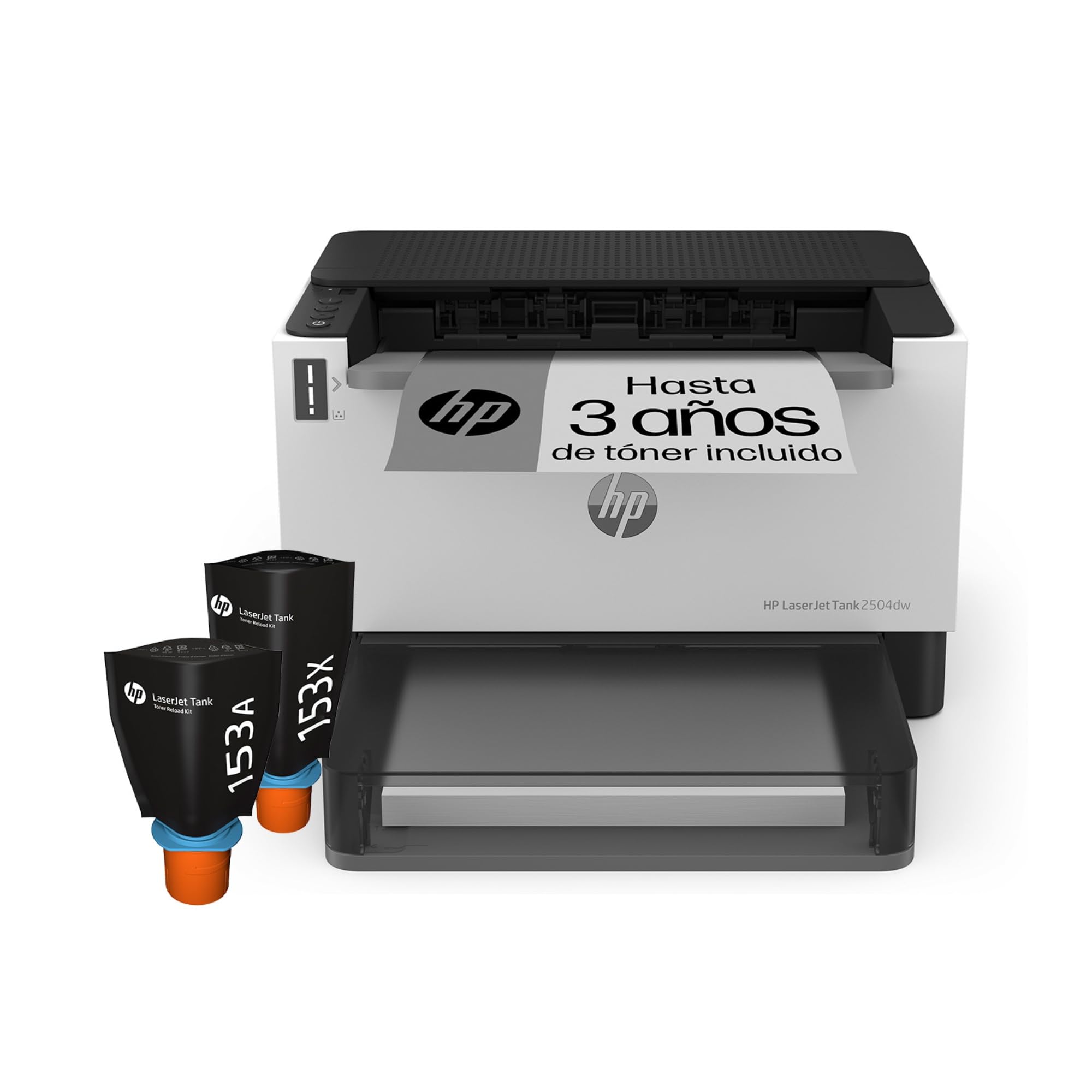 HP LaserJet Tank 2504dw 2R7F4A, A4 Laser Printer with Toner Tank, Automatic Double-Sided Printing, Wi-Fi, HP Smart App, LCD Display Icon, White and Black Blue Angel