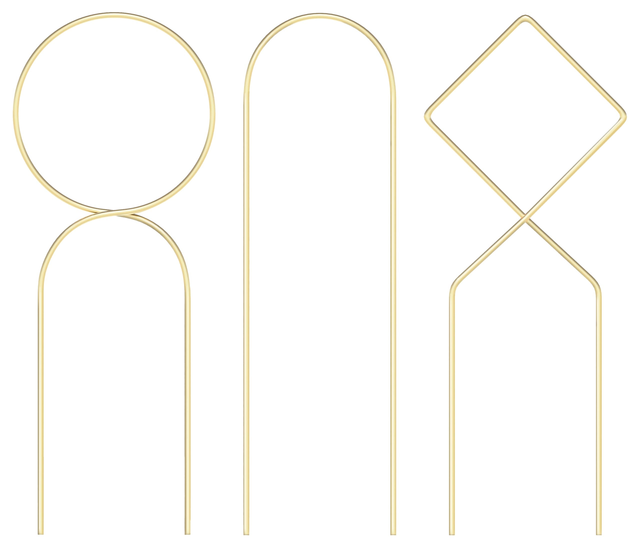 WAVY STUDIO 3-Piece 18" Gold Metal Trellis for Indoor Plants, Metal