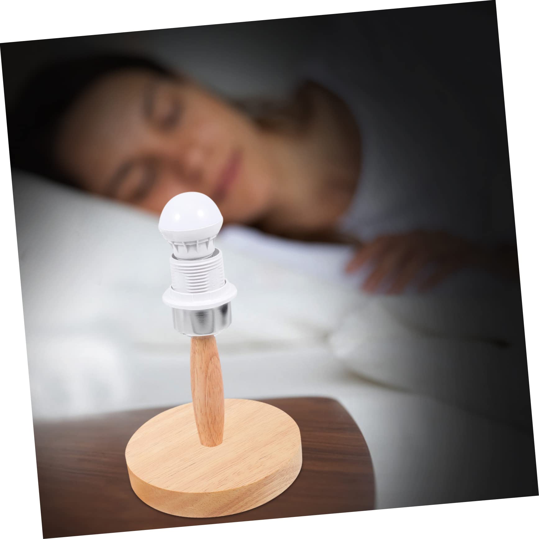 Süße Nachttischlampe mit Rundem Lampenfuß Praktischer und Stabiler Holzsockel für Schlafzimmer und Büro Tischdekoration 2 Stück
