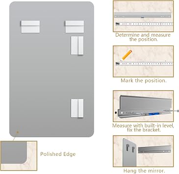 Mirrorons 18x24 Frameless Bathroom Mirror, Rounded Corner Bathroom Vanity Mirror, Modern Wall Mounted Vanity Mirror for Living Room, Bedroom, Bathroom, Entryway (Horizontal/Vertical)