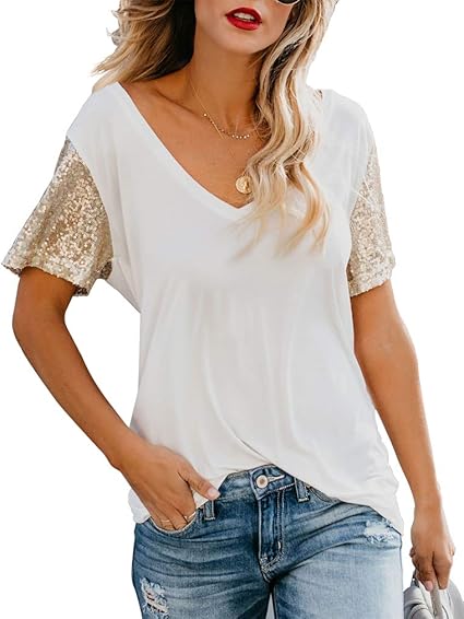 white sequin t shirt