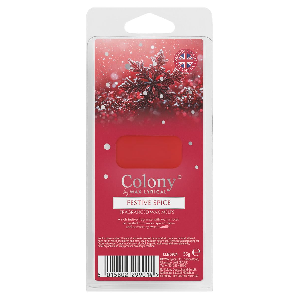 Colony Festive Spice Wax Melts | Warming Cinnamon Scent | Creates a comforting Atmosphere | 55g