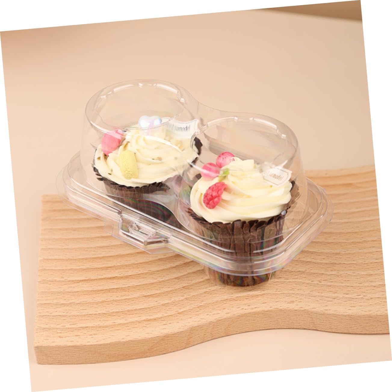 KICHOUSE 50pcs Multi-function Bakery Case Transparent Hinged Cake Boxes Lids for Muffins Cookies and Desserts Storage for Shipping and Packing