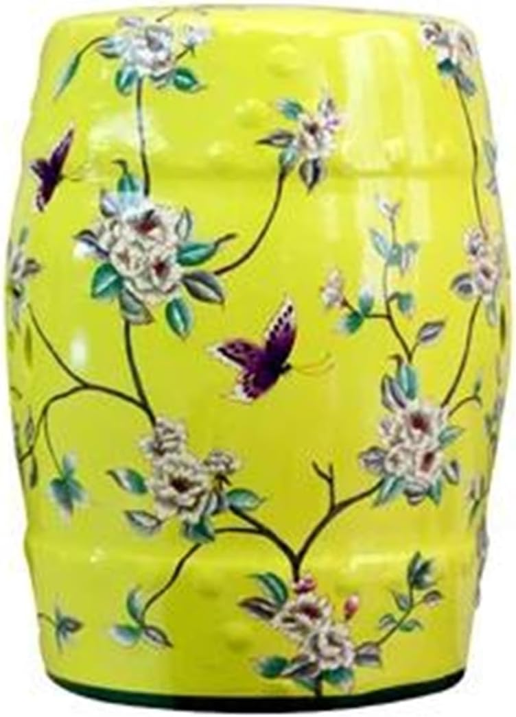 Decorative Garden Stools, Modern Chinese Ceramic Traditional Pattern Flower and Bird Round Porcelain Stool(C)