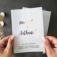 Vista 5 de Personalized Wedding Save the Date Vellum Cards, Save our Date Gold Foiled Vellum Invites, Custom Save or Change the Date, Silver, Rose Gold