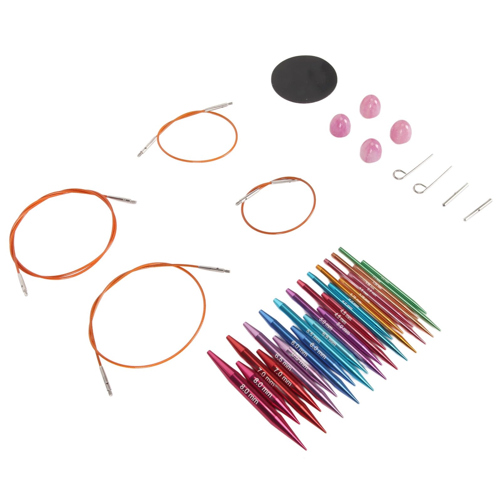 Set Ferri Da Maglia Circolari Intercambiabili - 24 Aghi Da 3 A 8 Mm, Con Accessori - Foto 9