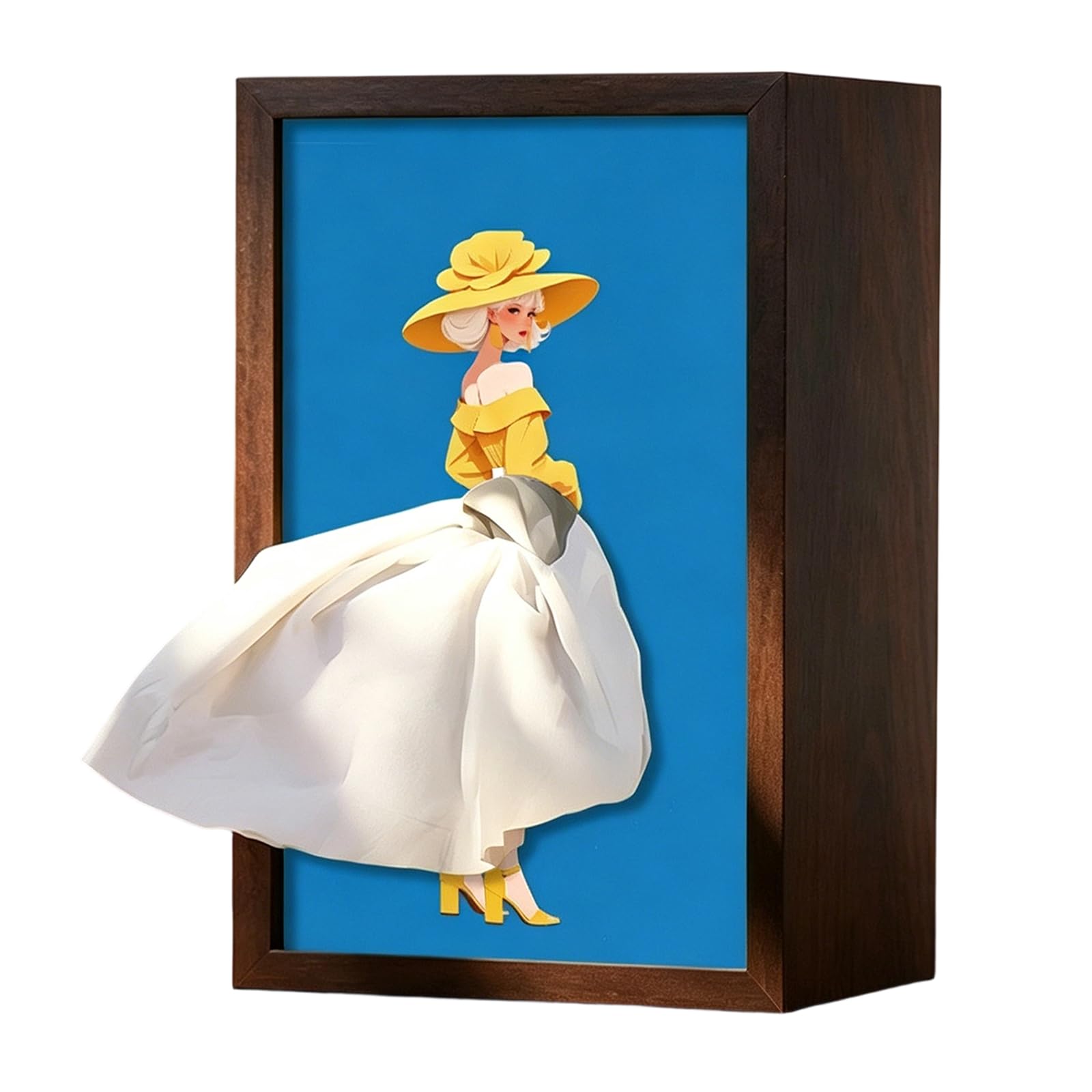 CRGANGZY Ballet Dancer Tissue Box, Ballet Girl Wood Tissue Box Decorative Desktop Organizer, Ballerina Wood Skirt Napkin Dispenser for Home Office Bedroom Bathroom Party Use