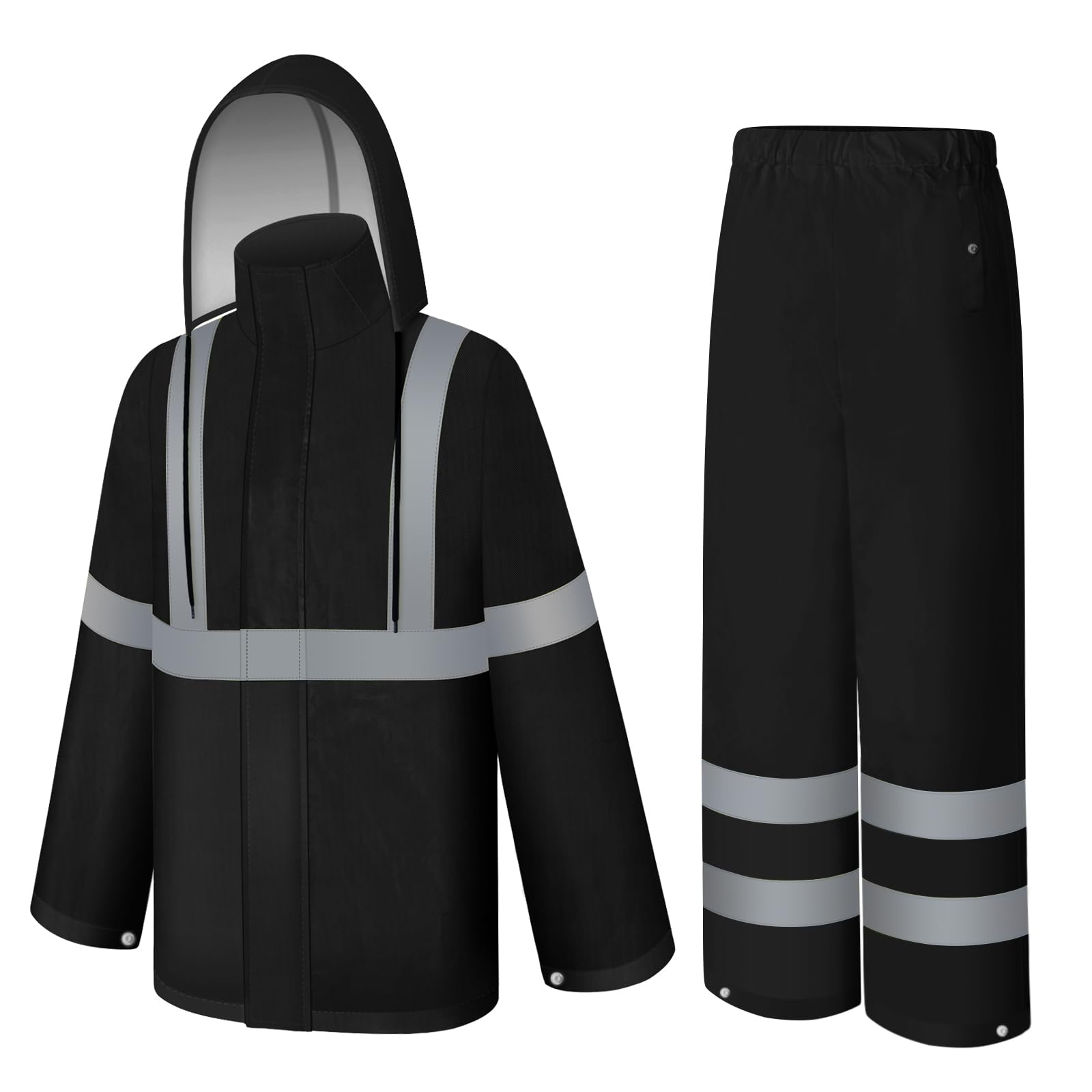 Uno Mejor Rain Jacket, High Visibility Rain Coat and Pants, Waterproof Raincoat with Hood, Lightweight Rain Suit for Outdoor Activities, Rain Ponchos