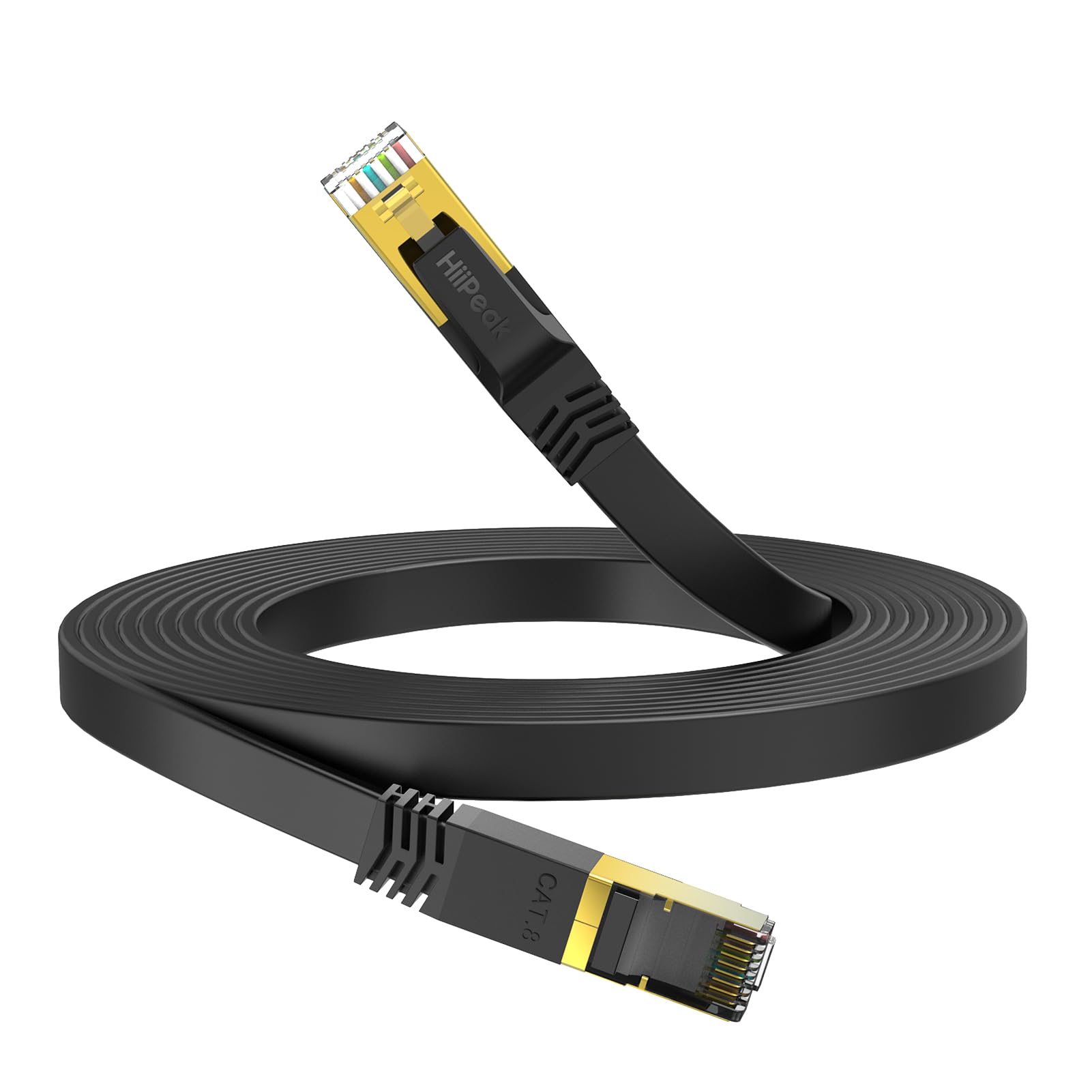HiiPeak Cavo di rete Cat 8 40 Gbits – 30 m – Nero – Cavo patch LAN RJ45 – Cavo Ethernet CAT8 Gigabit – 2000 MHz – per PS5/4, Xbox, TV, Switch, PC