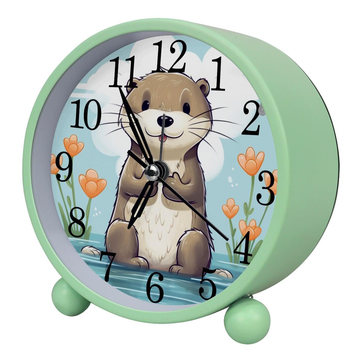 Luoweisi Alarm Clock Otter Animal, Silent Non-Ticking with Night Light