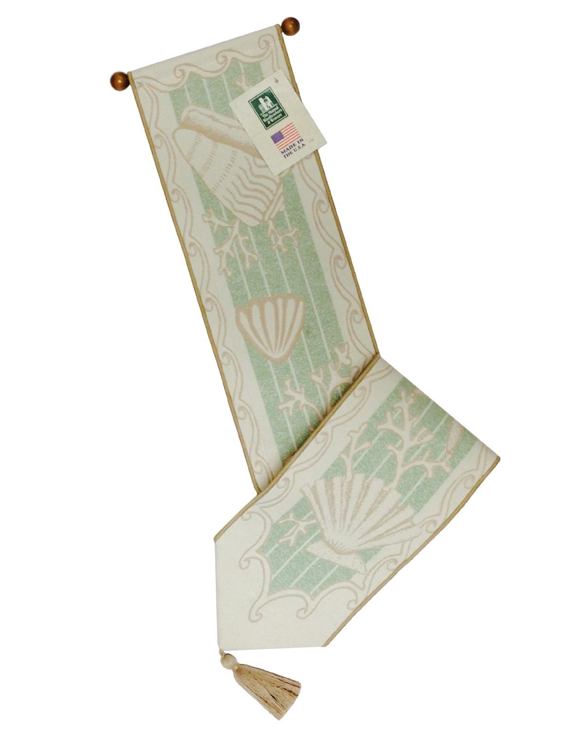 Manual Nantucket Nautical Seashell Woven Tapestry Bell Pull Hanging EBPNAN 6.75x41" Multi