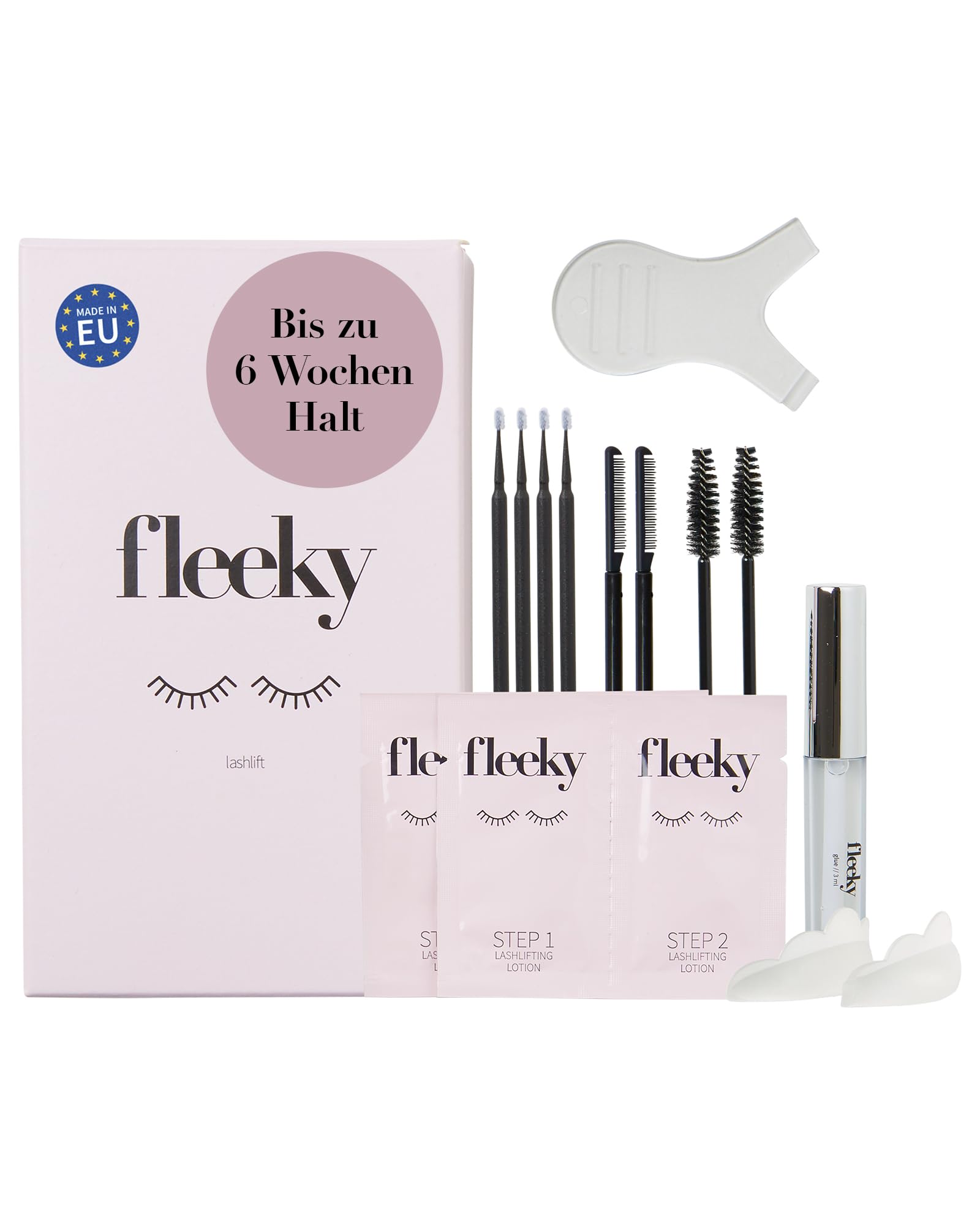 Fleeky Lash Lifting Set - Wimpern Lifting Set - lässt Natürliche Wimpern Länger Wirken - Schonend & Einfach - hält bis zu 6 Wochen - Made in EU