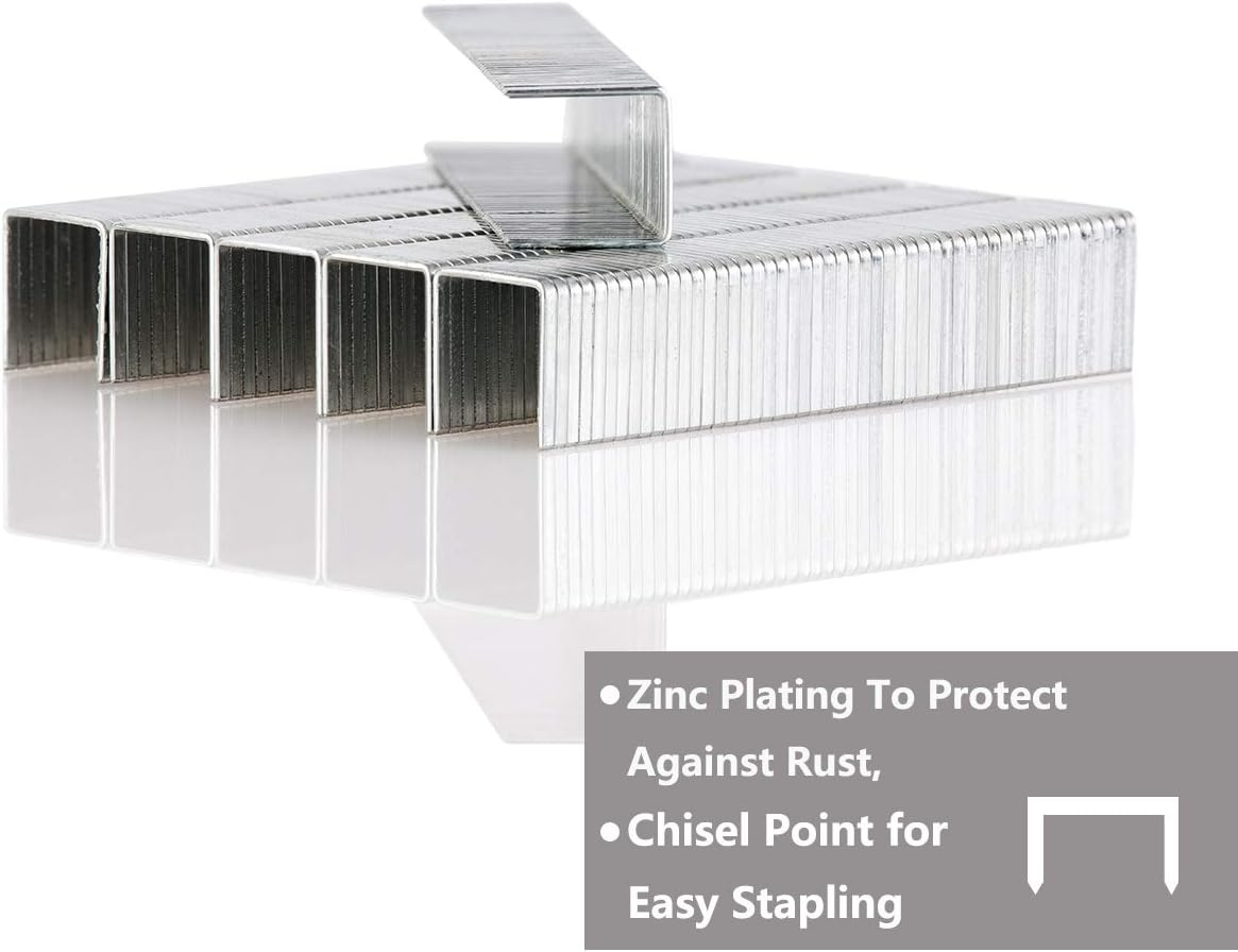 KeLDE 5000-Pack Heavy Duty T50 Staples and Brad Nails Kit, Include 1/4, 5/16, 3/8, 1/2, 9/16 Inch(6, 8, 10, 12, 14 mm) and 5/8 Inch(15mm) Brad Nail, for Arrow T50 / Stanley TRA700 / Rapid 140