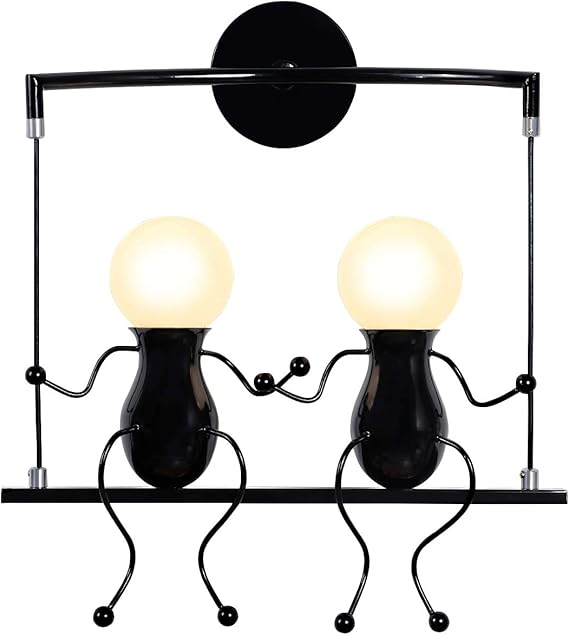 KAWELL Humanoide Creativo Lámpara de Pared Moderno Luz de Pared Apliques de Pared Art Deco Max 60W E27 Base para Habitación para Niños, Dormitorio, ...