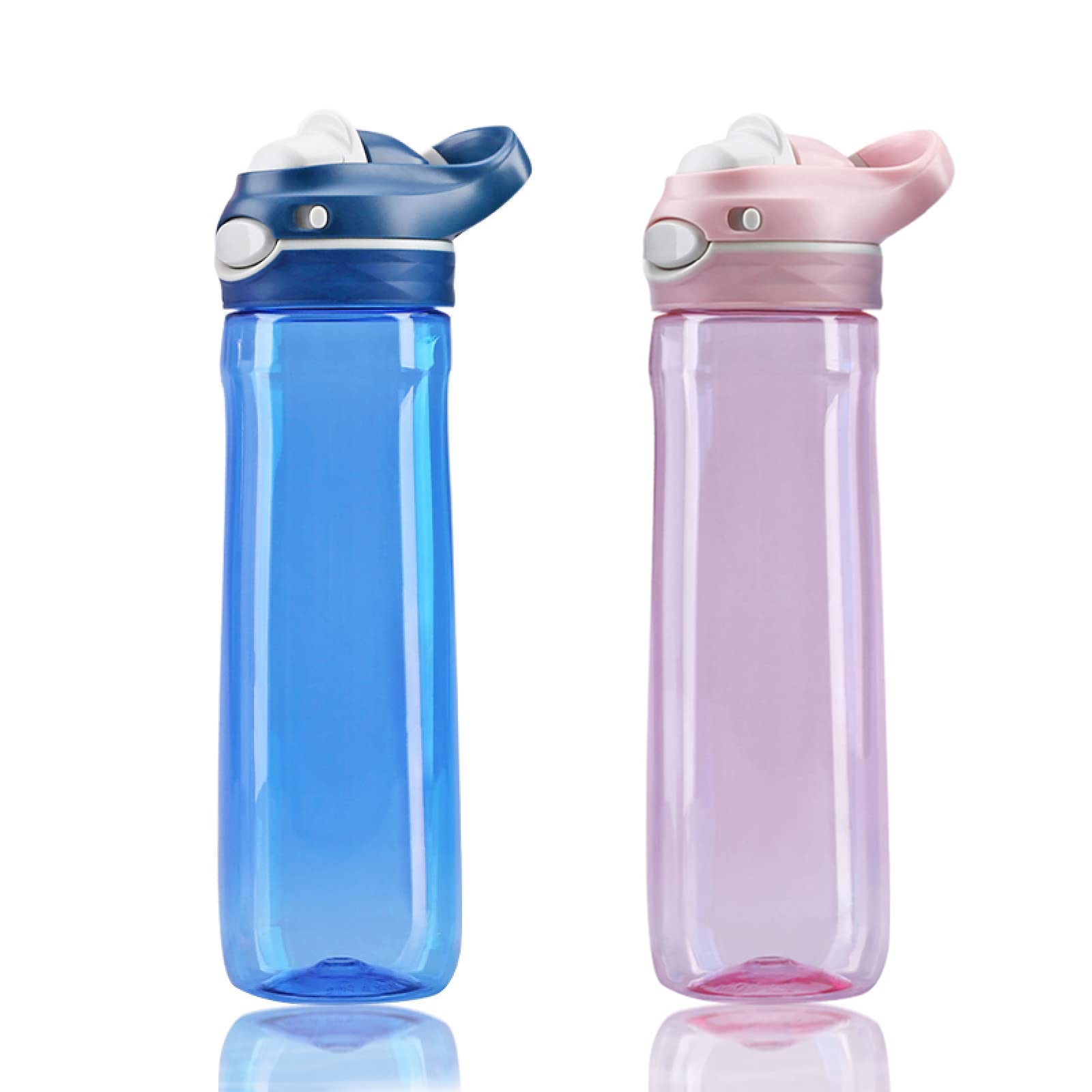 2-Pack 26oz Blue & Pink Water Bottle Without Straw, Leakproof Wide Mouth BPA FREE Lockabl…
