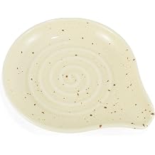 Renewrevital Spoon Rest, Porcelain Spoon Holder for Stove Top, 5 Inch Heat-Resistant Cooking Spoon Rest for Kitchen Counter Decor and Accessories, Beige