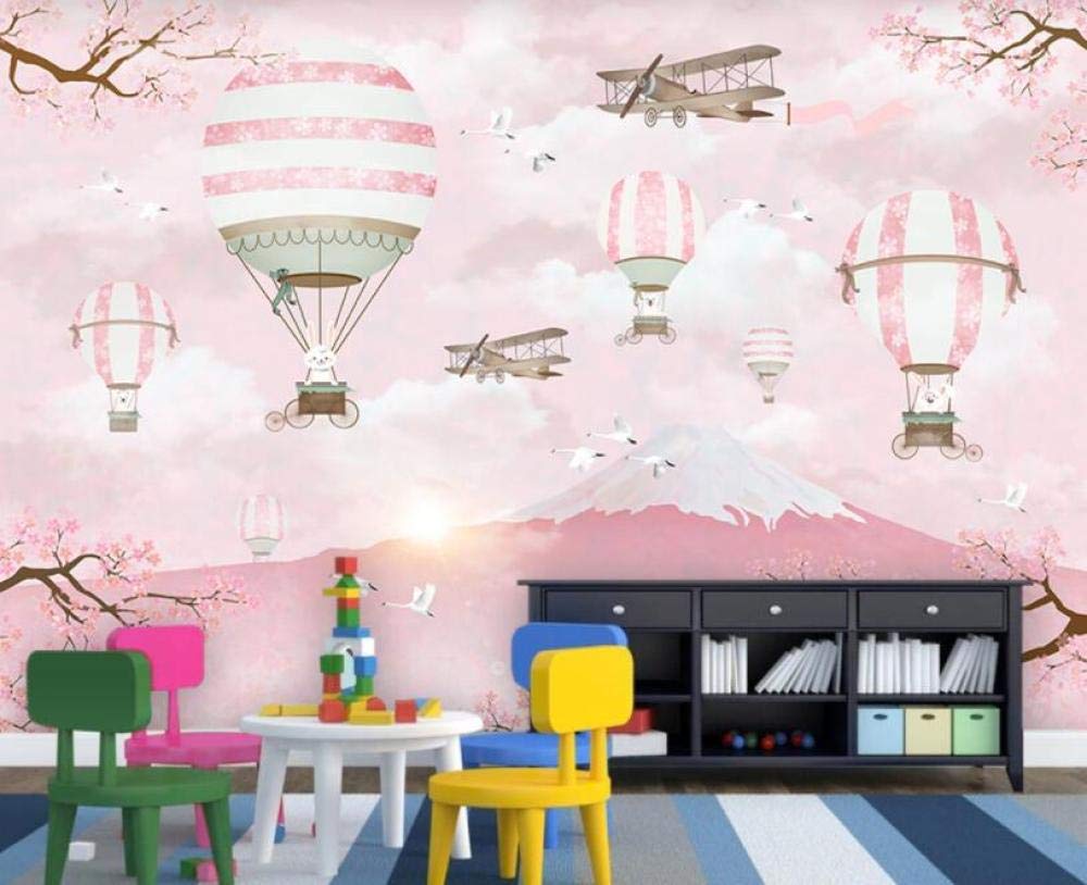 Papier peint panoramique montgolfières 3D 350x245 cm pour décoration murale grand format