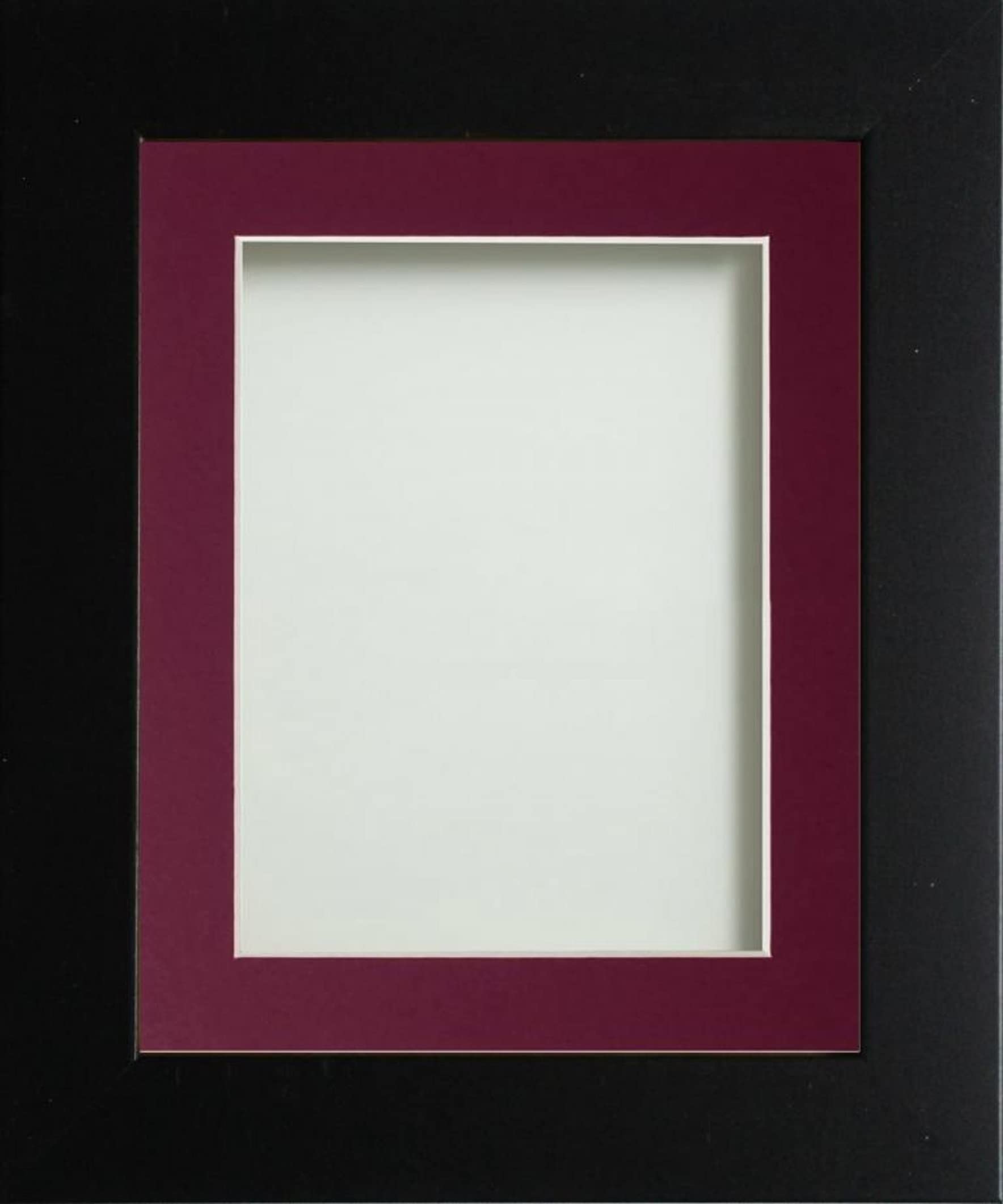 Frame Company Watson Matte Black Picture Photo Frame fitted with Perspex, 20x16 inch with Plum Mount for image size 16x12 inch