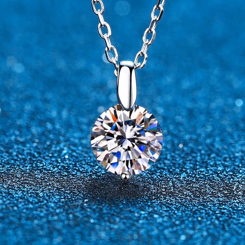 Ⅱ A Diamonds Round Solitaire Necklace Round Brilliant 0.90 ct VS2 Clarity, I Color Diamond 14kt