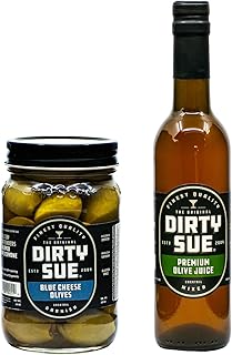 Dirty Sue 375 mL Olive Juice and 16 Ounce Stuffed Olive or Onion Combo Pack (Blue Cheese)