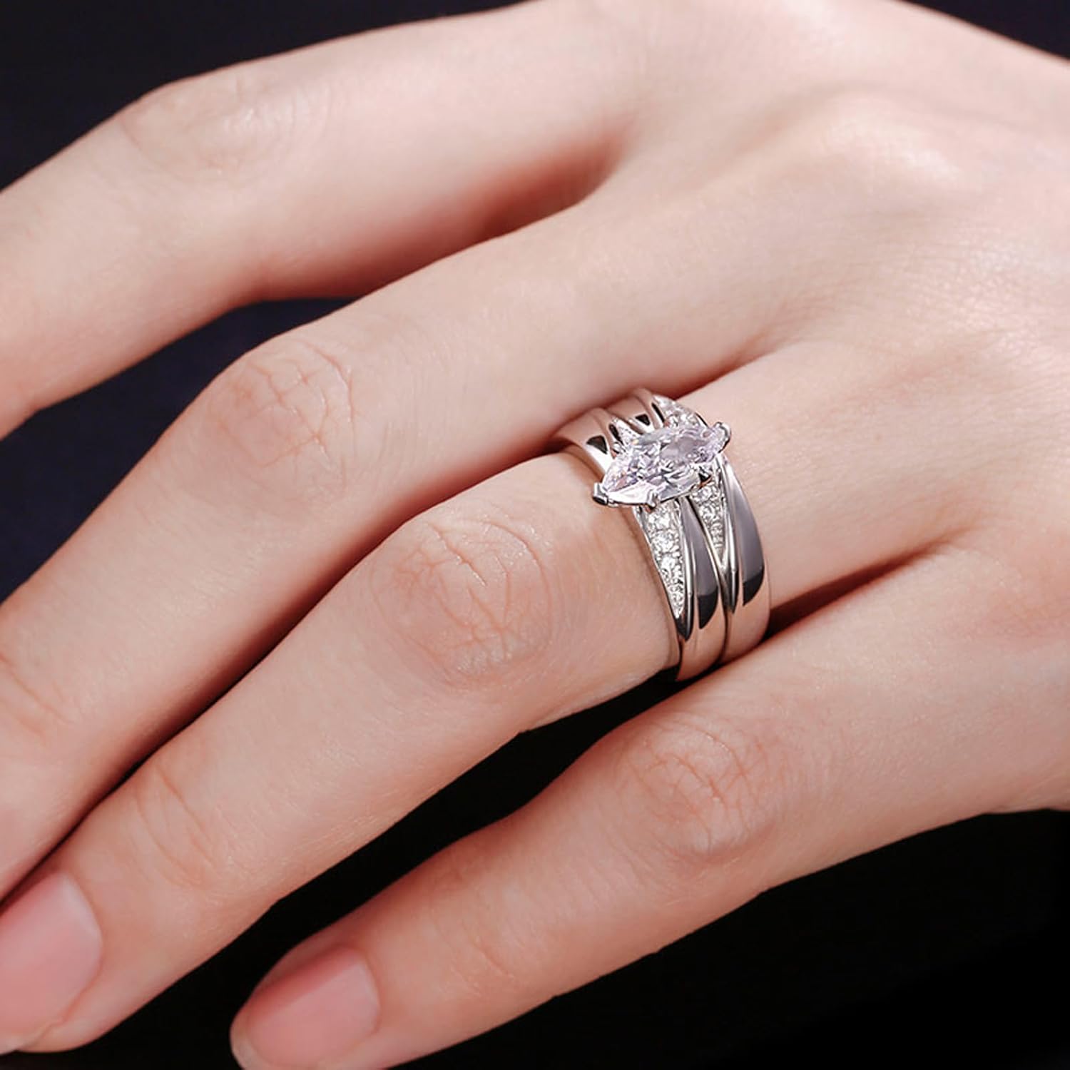 Jeulia Wedding Rings Engagement Rings for Women Anniversary Promise Ring Bridal Sets 925 Sterling Silver with 1.6 ct Primary Stone+ 0.32 ct Side Stone - Image 3