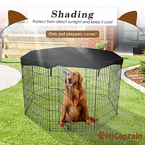 Hicaptain Pet Playpen Top Cover For Indoor And Outdoor Use - Escape-Proof And Sunshade Shield Protector Fits For 24 Inches Wide 8 Panel Dog Crate Pen (Black) #TOP6