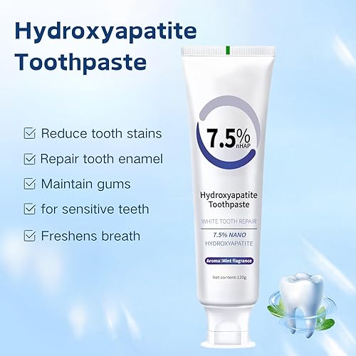 Miniatura 2 de Pasta dental hidroxiapatita para protección del esmalte y fortalecimiento de los dientes, sin flúor Suave Menta Aliento fresco, 4.23 oz (1)