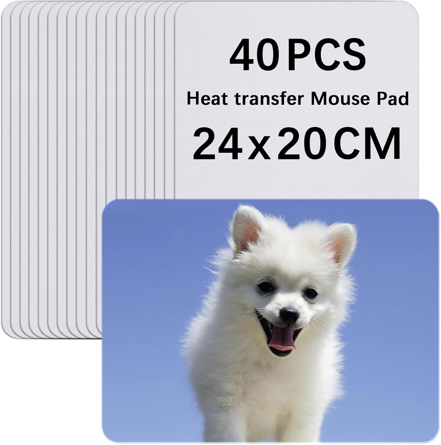40 PCS Blank White Mouse Pad Bulk for Transfer Heat Press Printing Crafts Non Slip Bottom, Computer Gaming Mouse Pad for Desk 24x20x0.2CM