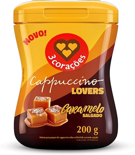 3 Corações Cappuccino Sabor Caramelo Salgado, 200g