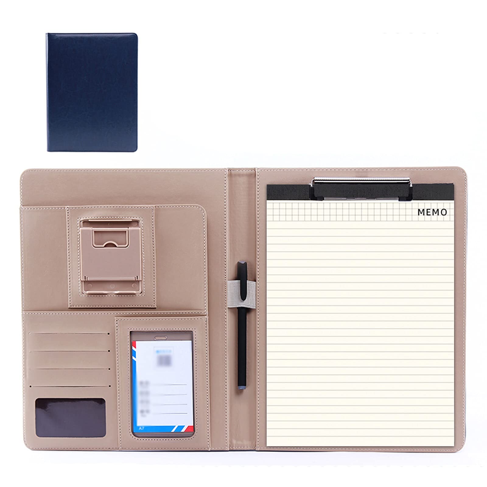 Carpeta Cartella multifunzionale Business Business Pieghevole Cover Appunti Appunti Riunione Scrittura Rapporto Rapporto con supporto penna per ufficio, business-5 pezzi Carpeta expandible