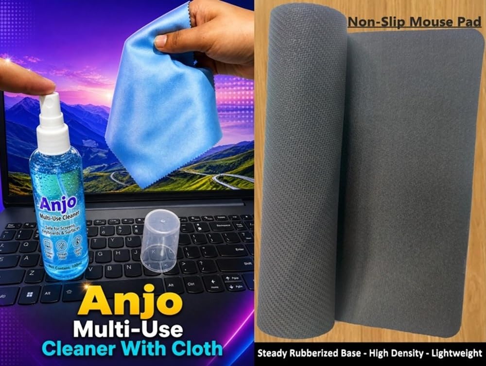 Anjo 6 in 1 Combo of 15.6 Inch & 16:9 Display Aspect Ratios Laptop Screen Protector, KeySkin, Body Lamination Trackpad & Lid (Transparent), Mouse Pad & Cleaner — Amazon image 6