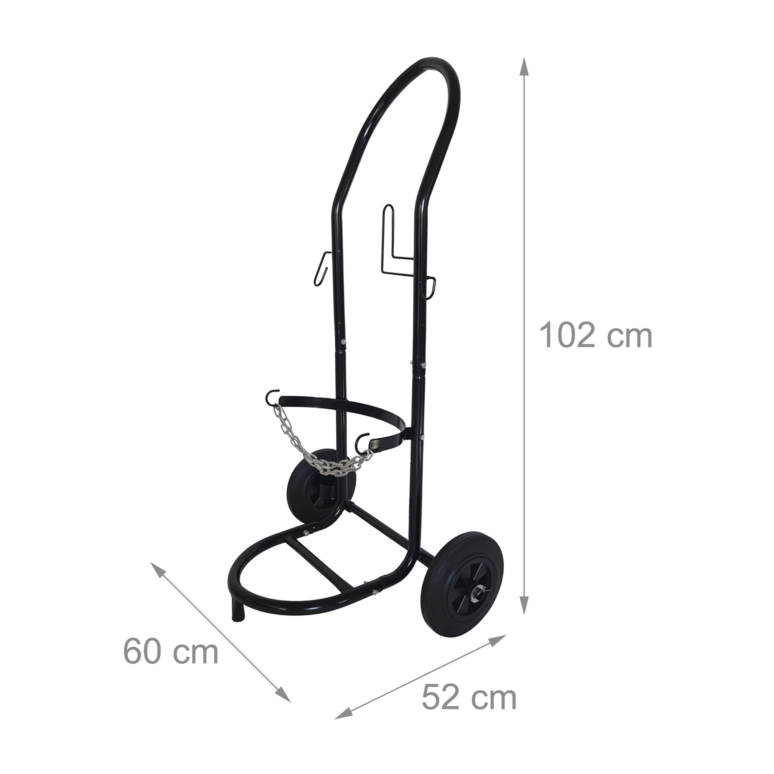 Relaxdays Chariot de Transport pour Bouteilles de gaz 5–33 kg, Acier Noir, 102x52x60 cm, pneus Pleins
