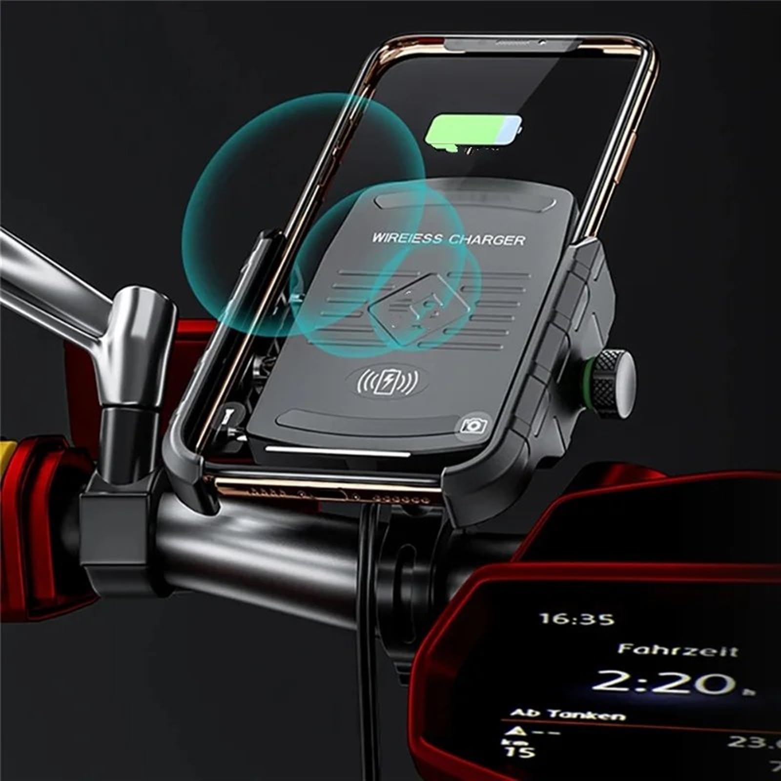 Supporto Cellulare Moto Supporto Per Telefono Per Moto Alluminio Manubrio Bicicletta Cellulare Girevole A 360° Scooter Bici(M8S Without Charger)