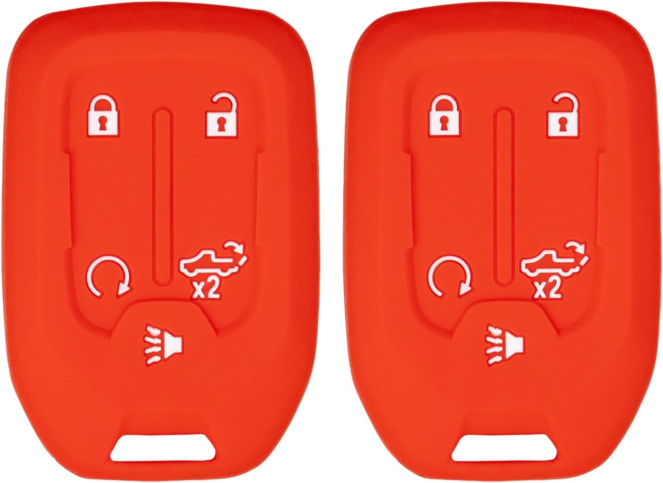 StandardAutoPart Silicone Key Fob Cover for Chevy Silverado, Sierra 2019 2021 2022 2023 2024 – Soft Rubber Protective Case (Double Blue - 2 Pack)